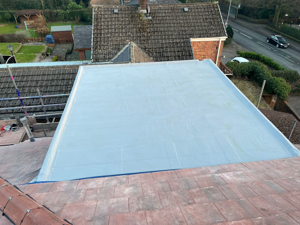 Glassfibre roof repair in Rochdale.