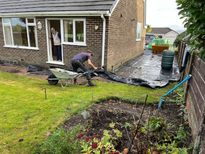 Laying Porcelain Patio in Rochdale.