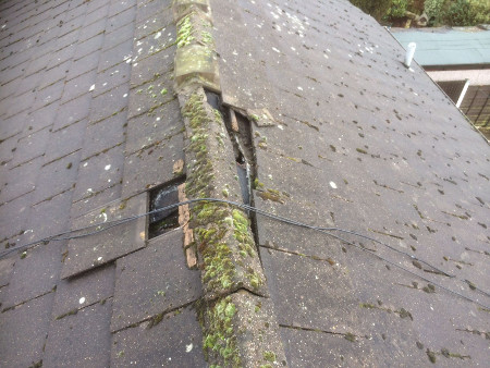 Damaged ridge tiles.