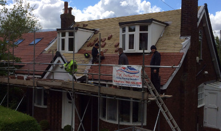 Re-roofing a bungalow - P W Contractors, Manchester.