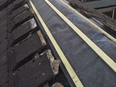 Repairs to damaged roof ridge.